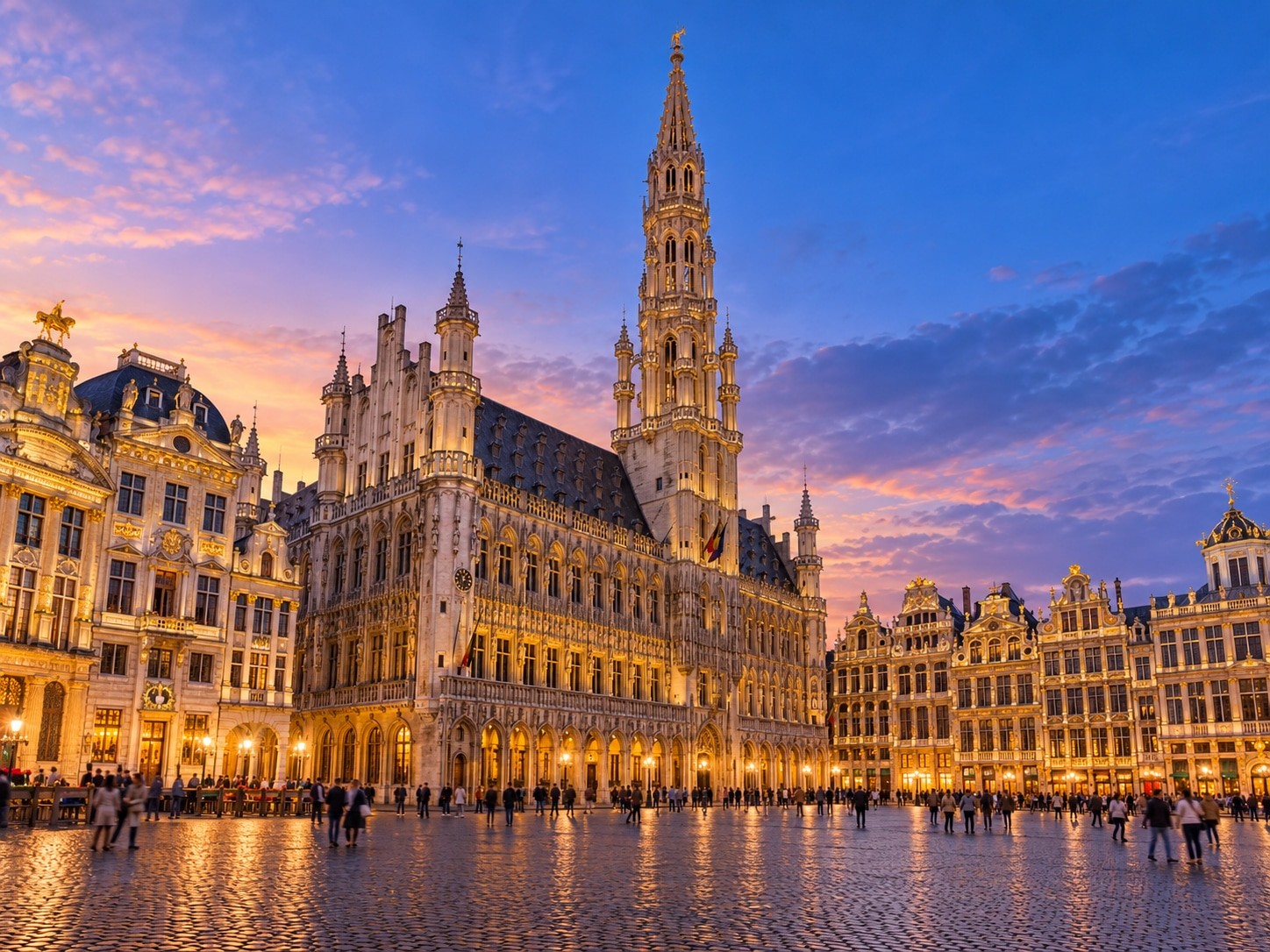 La Grand-Place à l’heure bleue, création visuelle IA pour BXLOVE.